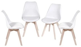 Kit com 4 Cadeiras Leda Eames PP Branca Base Madeira - 64663 Sun House
