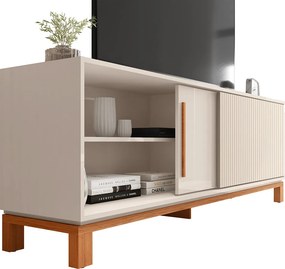 Rack Bancada Tv Para Sala de Estar 180cm Visari C01 - D'Rossi - Off White/Freijó