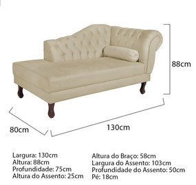 Diva Recamier Diana 130cm Lado Esquerdo Suede - ADJ Decor