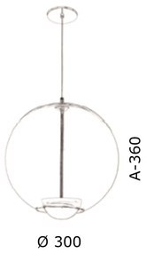Pendente Globo Led Integrado Ø30X36Cm Metal E Globo Ø30Cm 02 Pci X 5,5... (GRAFITE / CROMADO, AMBAR)
