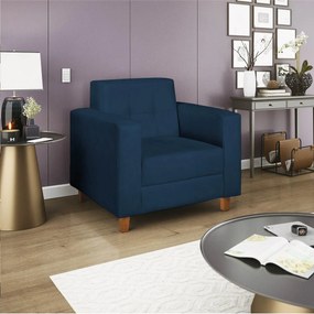 Poltrona Decorativa Denver Suede Azul Marinho - ADJ Decor