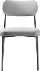 Cadeira Jantar Estofada Pé Metal Preto Kit 2 Lavy Linho Cinza S08 - Mp