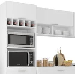 Armário de Cozinha Com Tampo CP05 240cm Pérola Branco Z34     - Mpozen