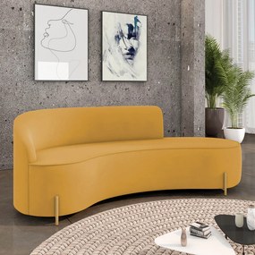 Sofá 4 Lugares Orgânico 220cm Pé Dourado Morgan Veludo D03 - D'Rossi - Mostarda