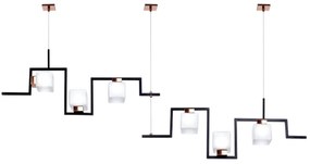 Pendente Retâgular Duplo Irregular Vidro Quadrado 154X10X40Cm Metal E... (GRAFITE / COBRE FOSCO, FOSCO (BRANCO))