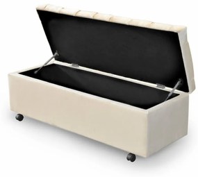 Calçadeira Baú de Casal Queen Size  160 cm Potenza Veludo Bege - Bege