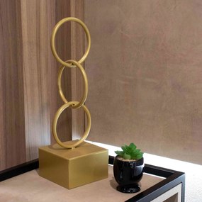 Escultura Decorativa em Metal Círculos Dourado 41x13 cm - D'Rossi