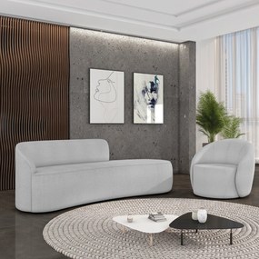 Sofá 4 Lugares Orgânico 220cm Morgan e Poltrona Lua Bouclê D03 - D'Rossi - Cinza