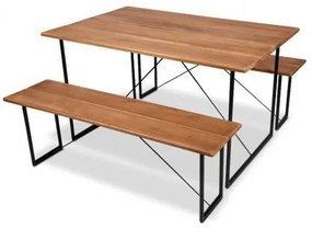 Conjunto Sollo Mesa Jantar + 2 Bancos Mel Base Preta - 62554 Sun House
