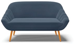 Namoradeira 02 Lugares Giovana Suede Azul Marinho Pés Palito Castanho - D'Rossi
