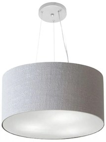 Lustre Pendente Cilíndrico Md-4185 Cúpula em Tecido 45x21cm Rustico Cinza - Bivolt
