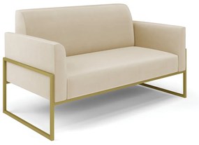 Sofá Namoradeira Base Industrial Alta Dourado Marisa Suede D03 - D'Rossi - Bege