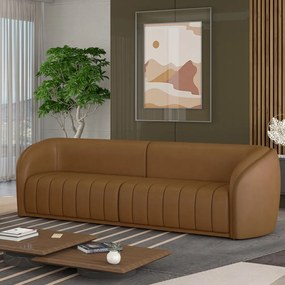 Sofá Decorativo Sala de Estar 292cm Adam 4 Lugares PU Caramelo G45 - Gran Belo