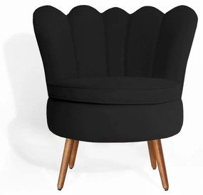 Poltrona Decorativa Dália Pés Palito Veludo Preto