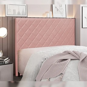 Cabeceira Decorativa 1,40M Baelon Veludo Rosa G63 - Gran Belo