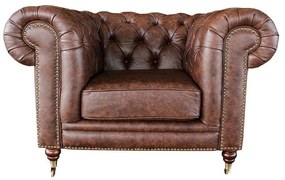 Poltrona Decorativa Sala de Estar Chesterfield Duo Couro Tabaco G40 - Gran Belo