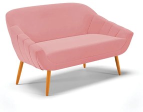 Namoradeira 02 Lugares Giovana Suede Pés Palito Castanho - D'Rossi - Rose