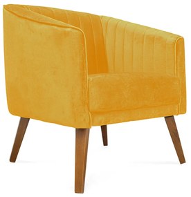 Poltrona Decorativa Dalia Pés de Madeira Suede Amarelo - Sheep Estofados - Amarelo