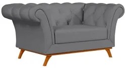 Sofá 150cm 2 Lugares Base Madeira Império D-317 Veludo Cinza - Domi