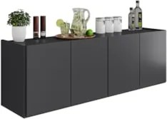 Balcão de Cozinha Suspenso 118cm 4 Portas Monna Grafite Z34   - Mpozen