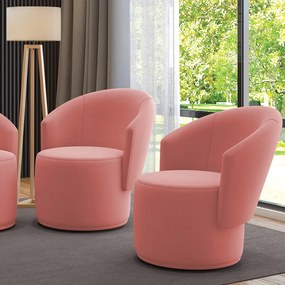 Poltrona Decorativa Orgânica Fixa para Sala Kit 2 Malu Suede M11 - D'Rossi - Rose