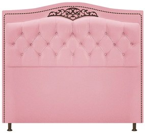 Cabeceira Estofada Yasmim 140 cm Casal Suede Rosa Bebê - ADJ Decor