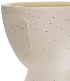 Cachepot Decorativo Rosto em Cerâmica Areia 17x18 cm - D'Rossi