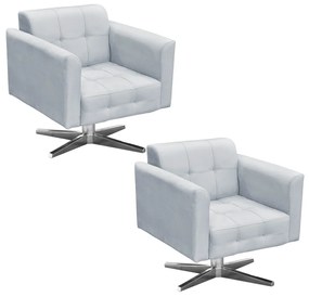 KIT 02 POLTRONAS GIRATORIA ELISA SUEDE B - Cinza