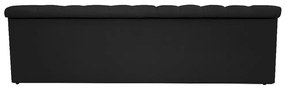 Recamier Baú Estofada Mel 140 cm Casal Com Capitonê  Suede Preto - ADJ Decor