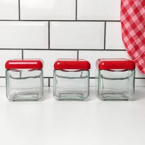 Kit 3 Potes de Vidro Tendenza 750ml - Vermelho