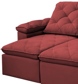 Sofá Reclinável Retrátil 3 Lugares 290cm Verus Veludo Vermelho - Sheep Estofados - Vermelho