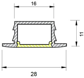 Perfil Embutir Para Fita Led Wood 300Cm 2,8X300X1,1Cm | Usina 30685/30... (PT - Preto Texturizado)