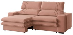 Sofá 2 Lugares Retrátil Noruega 230 cm Veludo Pés Tabaco - D'Rossi - Rose