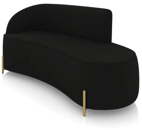 Sofá 3 Lugares Orgânico 180cm Pé Dourado Morgan Suede D03 - D'Rossi - Preto