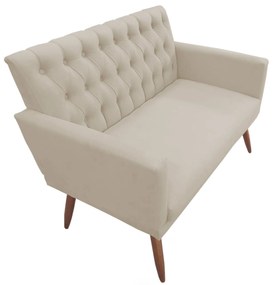 Kit 2 Poltronas 1 Namoradeira Clara Capitonê Pés Palito Suede Bege - Sheep Estofados