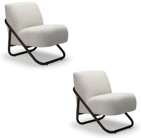 Poltrona Sala Estar Industrial Preto Kit 2 Martina Bouclê Cinza K01 - D'Rossi