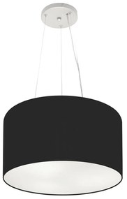 Lustre Pendente Cilíndrico Md-4009 Cúpula em Tecido 40x21cm Preto - Bivolt
