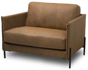 Poltrona Byron Estofado Almofada Solta Revestido em Couro Estrutura Madeira de Lei Eucalipto Pés em Aço Design Artesanal