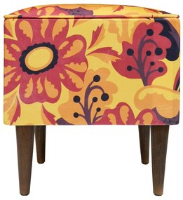 Puff Quadrado Milão Suprema em Suede com Pés Palito - Flor
