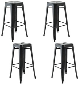 Banqueta de Cozinha Alta Industrial em Aço Kit4 Iron Preto R02 - D'Rossi