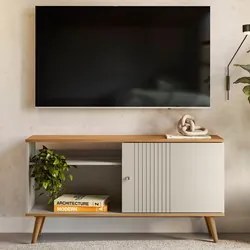 Rack Bancada de TV 50 Polegadas Rebu L06 Nature/Off White - Mpozenato