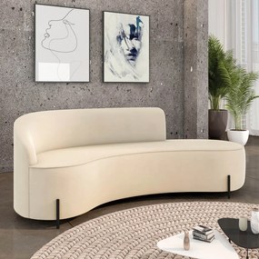Sofá 4 Lugares Orgânico 220cm Pé Ferro Preto Morgan Veludo D03 - D'Rossi - Bege