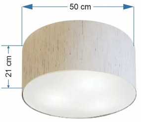 Plafon Cilíndrico Md-3048 Cúpula em Tecido 50x21cm Linho Bege - Bivolt