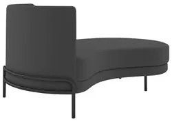 Chaise Longue Divã 164cm Braço Esquerdo Logus D06 Veludo Cinza - Mpoze
