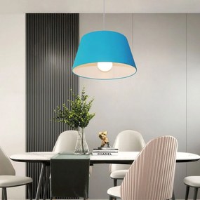 Lustre Pendente Cone Md-4039 Cúpula em Tecido 21/40x30cm Azul Turquesa - Bivolt