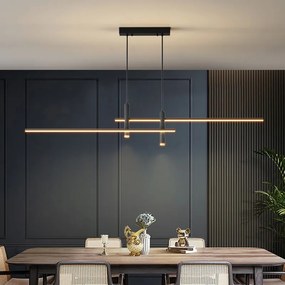 Luminária Pendente Sala de jantar lustre simples e moderno e minimalista linhas nordic mesa jantar luz criativo balcão barra longa tira lâmpadas designer - D - Branco quente