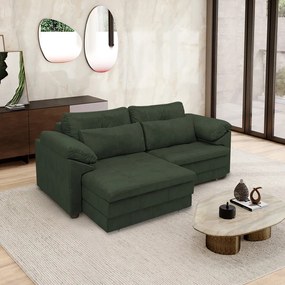 Sofá Retrátil Elétrico Sala de Estar Nolan Bipartido 215cm Conforto Premium em Couro Verde Manchado G58 - Gran Belo