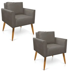 Kit 2 Poltronas Aline Suede Pés Palito Castanho D03 - D'Rossi  - Grafite