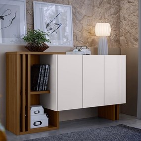 Balcão Jasmin 03 Portas Off White e Imbuia - D'Rossi