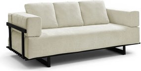 Sofá Cama 2 Lugares Living 200cm Base Industrial Sala Cherie Linho Bege K01 - D'Rossi